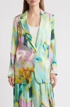 Kobi Halperin Joan Print One-button Satin Blazer In Capri Multi
