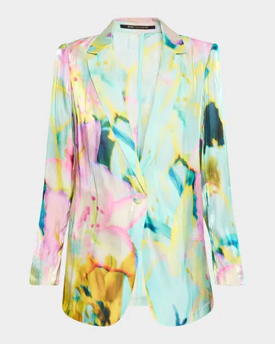 Kobi Halperin Joan Single-button Metallic Satin Jacket In Capri Multi