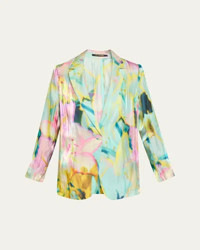 Kobi Halperin Joan Single-button Metallic Satin Jacket In Capri Multi