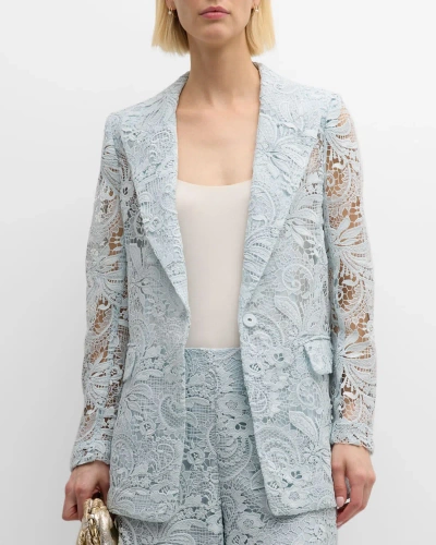 Kobi Halperin Joel Peak-lapel Floral Lace Jacket In Ice