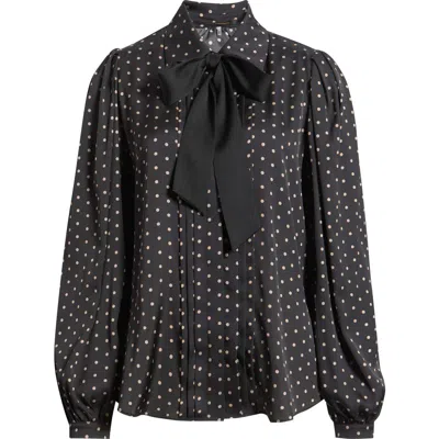 Kobi Halperin Julian Silk Blend Tie Neck Shirt In Black