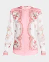 Kobi Halperin Juliette Colorblock Floral-print Blouse In Pink