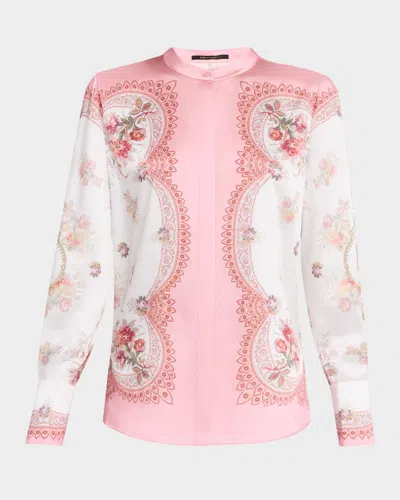 Kobi Halperin Juliette Colorblock Floral-print Blouse In Pink