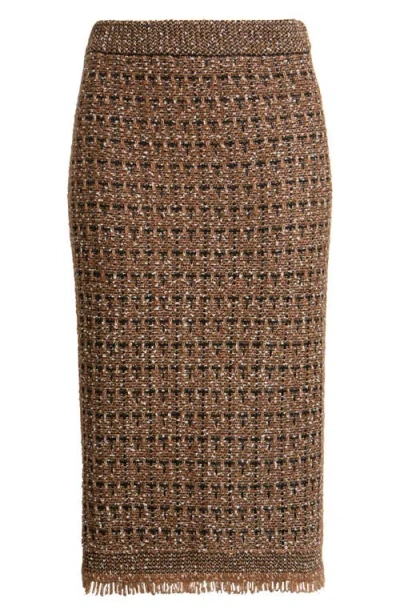 Kobi Halperin Juliette Tweed Pencil Skirt In Brown