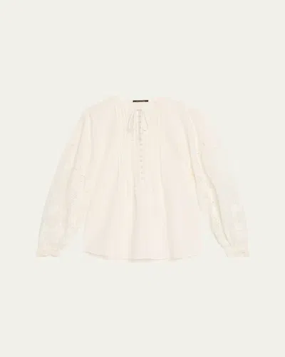 KOBI HALPERIN JUNI PINTUCK LACE-INSET BLOUSE