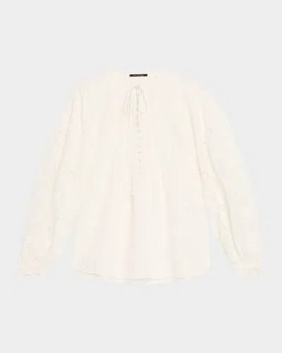 Kobi Halperin Juni Pintuck Lace-inset Blouse In White
