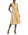 Kobi Halperin Junia Pleated Watercolor-print Midi Dress In Multi