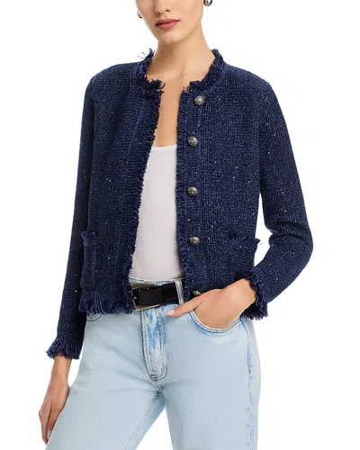 Kobi Halperin Kailey Metallic Knit Cardigan Sweater In Blue