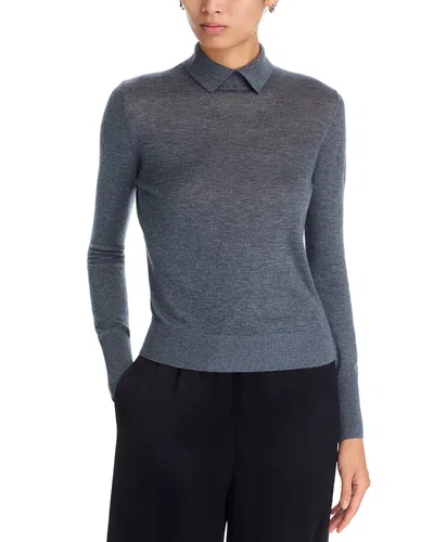 Kobi Halperin Karli Collared Marled Sweater In Gray