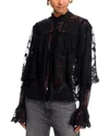 Kobi Halperin Kaylor Layered Embroidered Mesh Blouse In Black