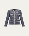 Kobi Halperin Keaton Chain-trim Fringed Tweed Jacket In Twilight Multi