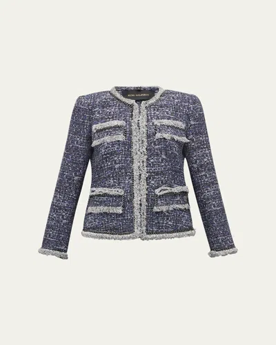 Kobi Halperin Keaton Chain-trim Fringed Tweed Jacket In Twilight Multi