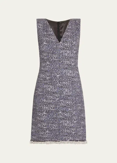 Kobi Halperin Kelly Sleeveless Fringe-hem Boucle Mini Dress In Twilight Multi