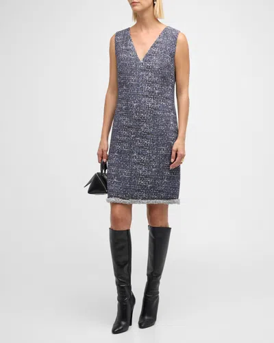 Kobi Halperin Kelly Sleeveless Fringe-hem Boucle Mini Dress In Twilight Multi