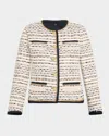 Kobi Halperin Kiera Chain-trim Fringed Tweed Jacket In Navy Multi