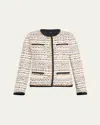 Kobi Halperin Kiera Chain-trim Fringed Tweed Jacket In Navy Multi