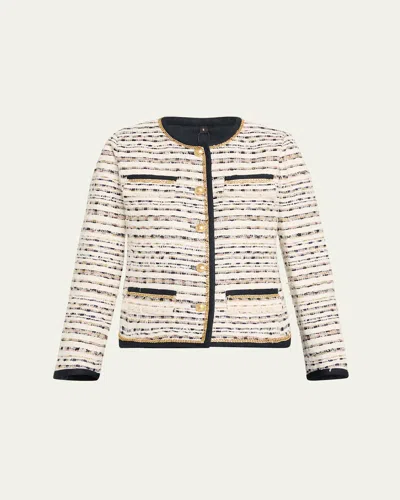 KOBI HALPERIN KIERA CHAIN-TRIM FRINGED TWEED JACKET
