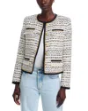 Kobi Halperin Kiera Chain-trim Fringed Tweed Jacket In Navy Multi