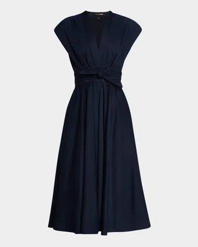 Kobi Halperin Kiernan Ruched Cap-sleeve Midi Dress In Indigo