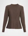 Kobi Halperin Knott Flare-hem Melange Knit Sweater In Brown