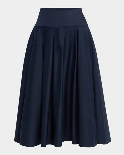 Kobi Halperin Koda Pleated A-line Midi Skirt In Indigo