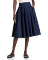 Kobi Halperin Koda Pleated A-line Midi Skirt In Indigo