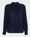 Kobi Halperin Korry Rhinestone Striped Blouse In Midnight Blue