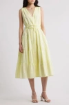Kobi Halperin Lace Detail Sleeveless Cotton Midi Dress In Pastel Yellow