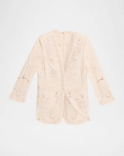 Kobi Halperin Lace Embroidered Cotton-linen Jacket In Neutral
