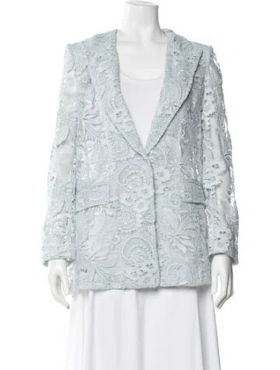 Pre-owned Kobi Halperin Lace Pattern Blazer W/ Tags In Blue