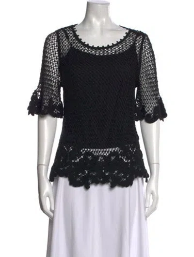 Pre-owned Kobi Halperin Lace Pattern Crew Neck Sweater In Black