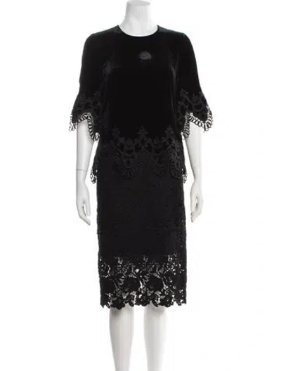 Pre-owned Kobi Halperin Lace Pattern Keyhole Accent Skirt Set In Black