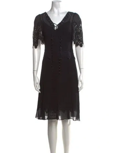 Pre-owned Kobi Halperin Lace Pattern Knee-length Dress In Black
