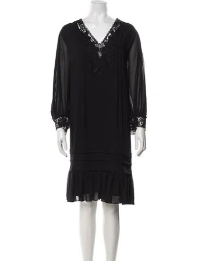Pre-owned Kobi Halperin Lace Pattern Knee-length Dress In Black