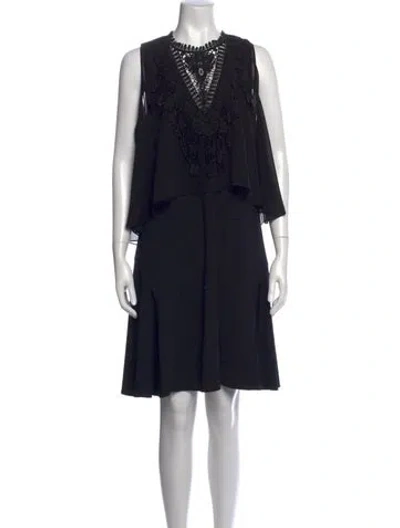 Pre-owned Kobi Halperin Lace Pattern Knee-length Dress In Black