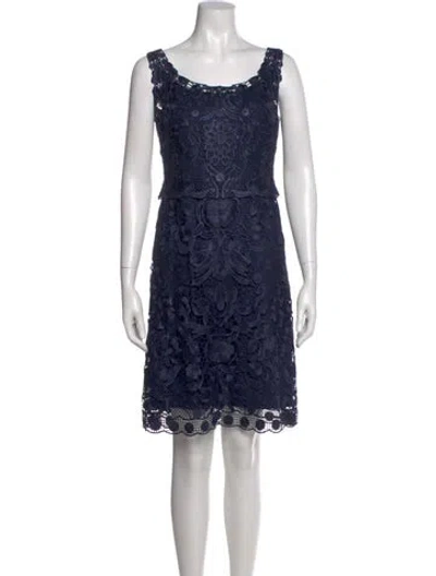 Pre-owned Kobi Halperin Lace Pattern Knee-length Dress In Blue