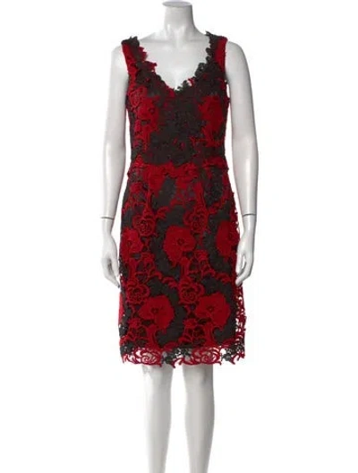 Pre-owned Kobi Halperin Lace Pattern Knee-length Dress W/ Tags In Red