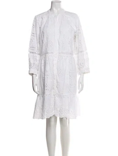 Pre-owned Kobi Halperin Lace Pattern Knee-length Dress In White