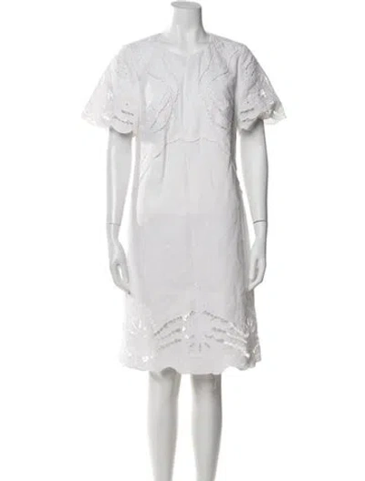 Pre-owned Kobi Halperin Lace Pattern Knee-length Dress In White