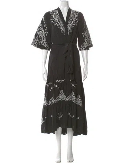 Pre-owned Kobi Halperin Lace Pattern Long Dress In Green