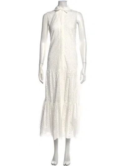 Pre-owned Kobi Halperin Lace Pattern Long Dress In White