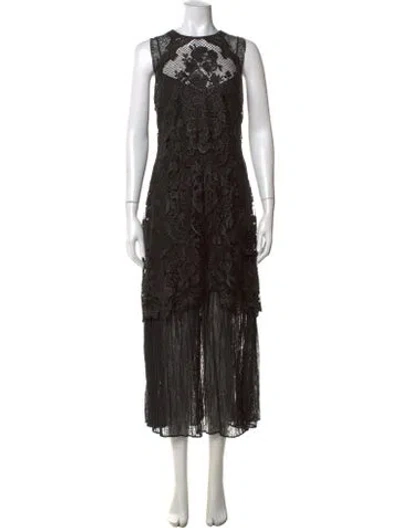 Pre-owned Kobi Halperin Lace Pattern Midi Length Dress In Black