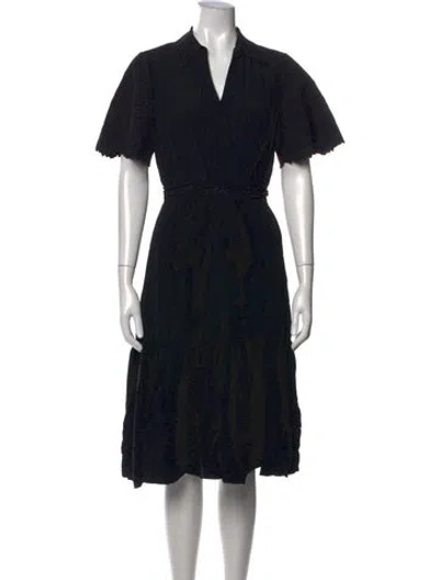 Pre-owned Kobi Halperin Lace Pattern Midi Length Dress In Black