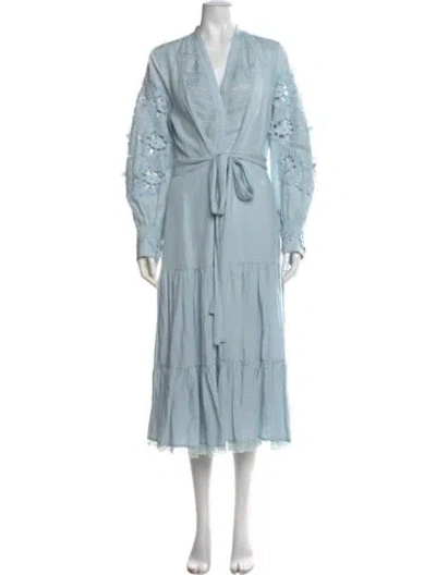 Pre-owned Kobi Halperin Lace Pattern Midi Length Dress In Blue