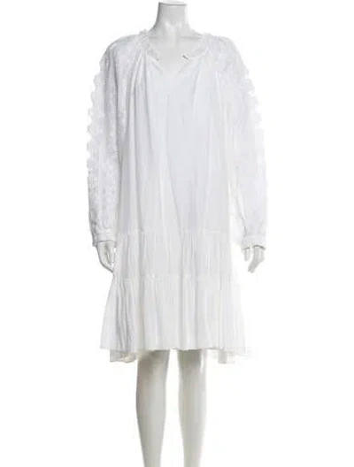 Pre-owned Kobi Halperin Lace Pattern Midi Length Dress In White