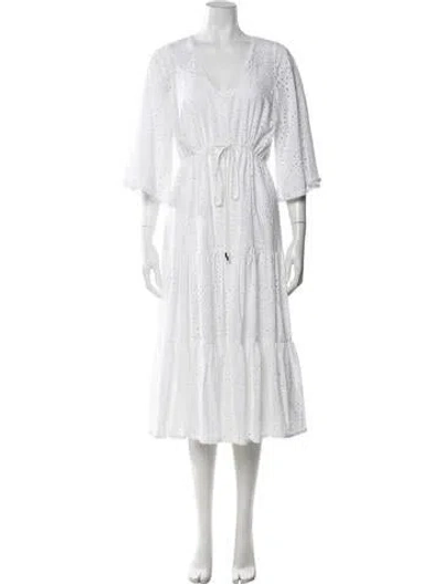 Pre-owned Kobi Halperin Lace Pattern Midi Length Dress In White