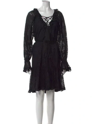 Pre-owned Kobi Halperin Lace Pattern Mini Dress In Black