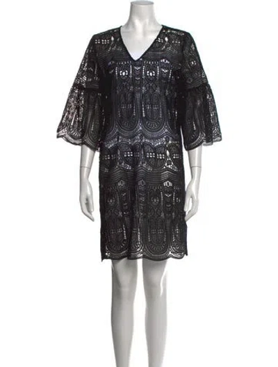 Pre-owned Kobi Halperin Lace Pattern Mini Dress In Black
