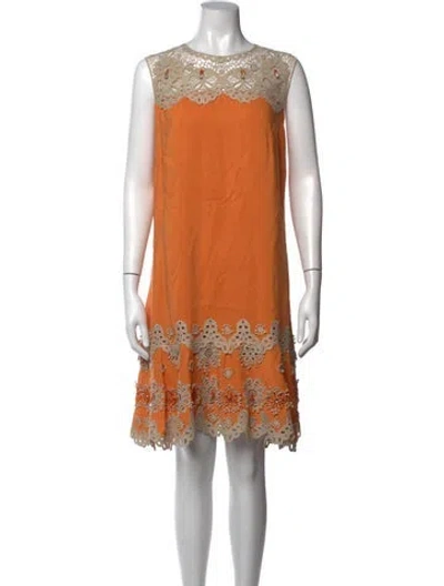 Pre-owned Kobi Halperin Lace Pattern Mini Dress In Orange