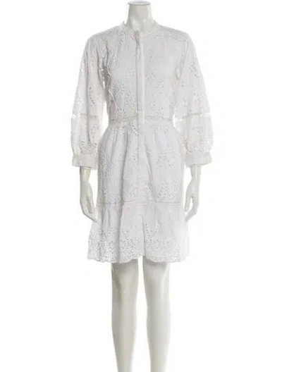 Pre-owned Kobi Halperin Lace Pattern Mini Dress In White